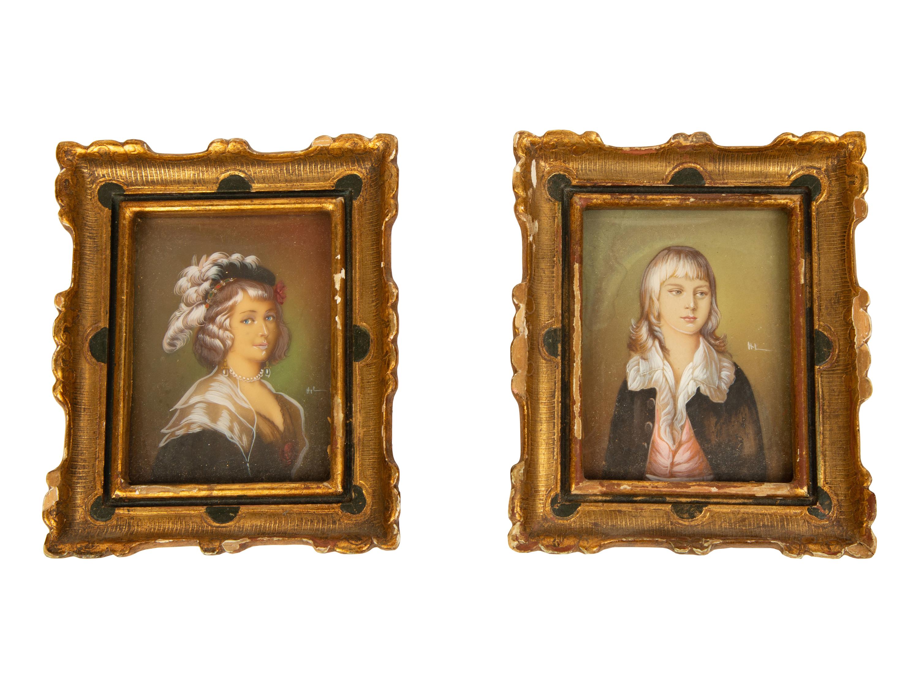 A Group of Six Continental Miniature Watercolor Portraits — 19TH CENTURY
