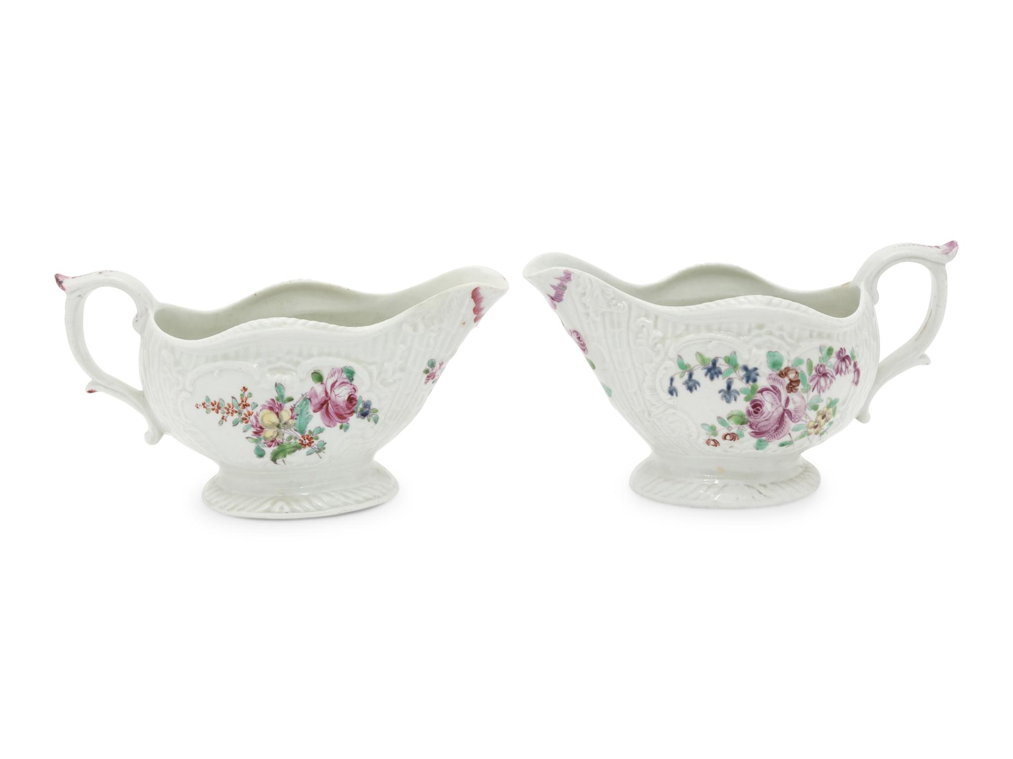 A Pair of Liverpool Porcelain Sauceboats