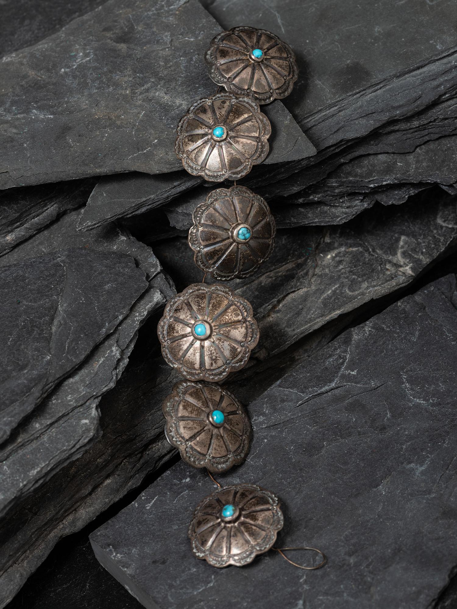 Navajo Stamped Silver and Turquoise Buttons, Collected by Hoffman Birney (1891-1958)