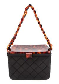 A Chanel Black Leather Quilted Box Bag, 5" x 7" x 4".