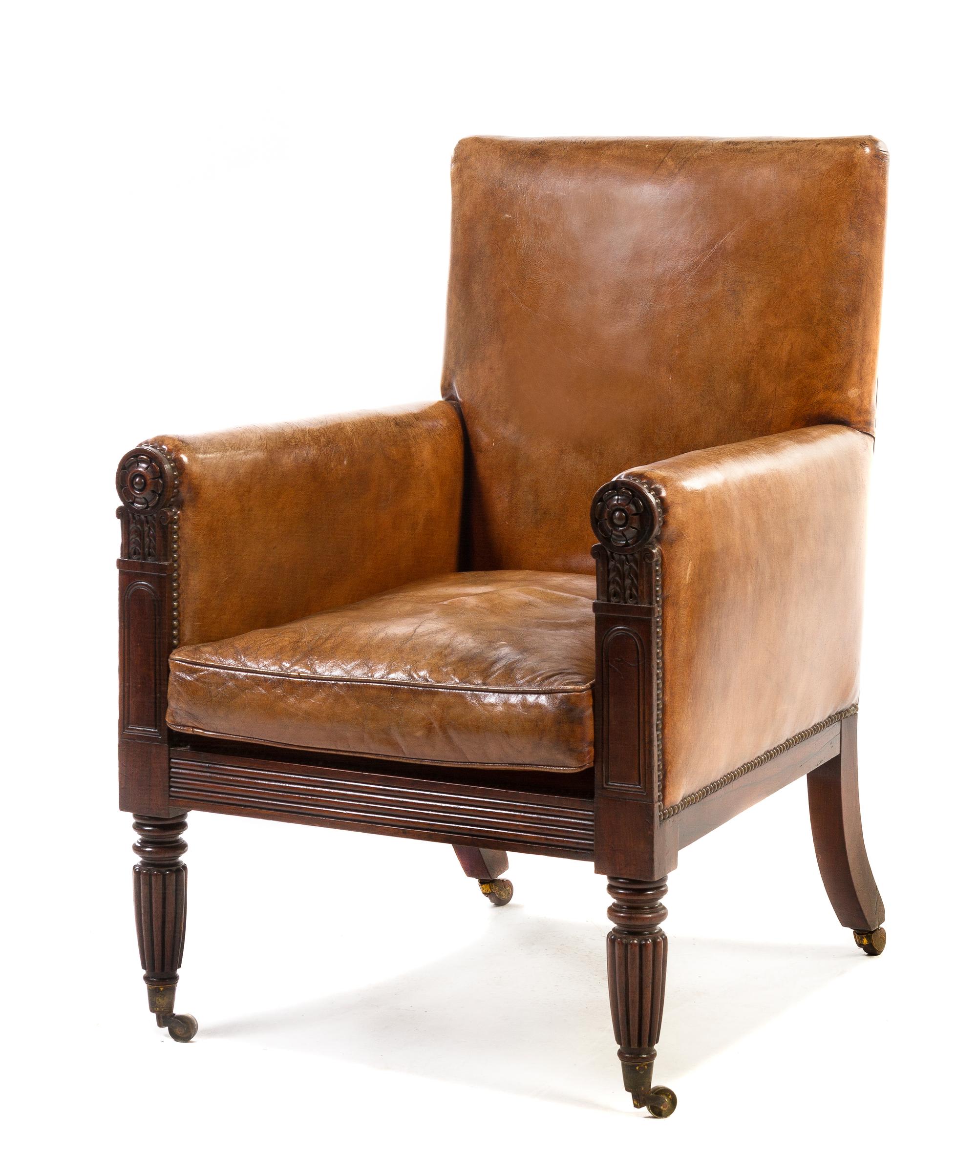 A William IV Mahogany Armchair, in the manner of Gillows of Lancaster, Height 39 inches.