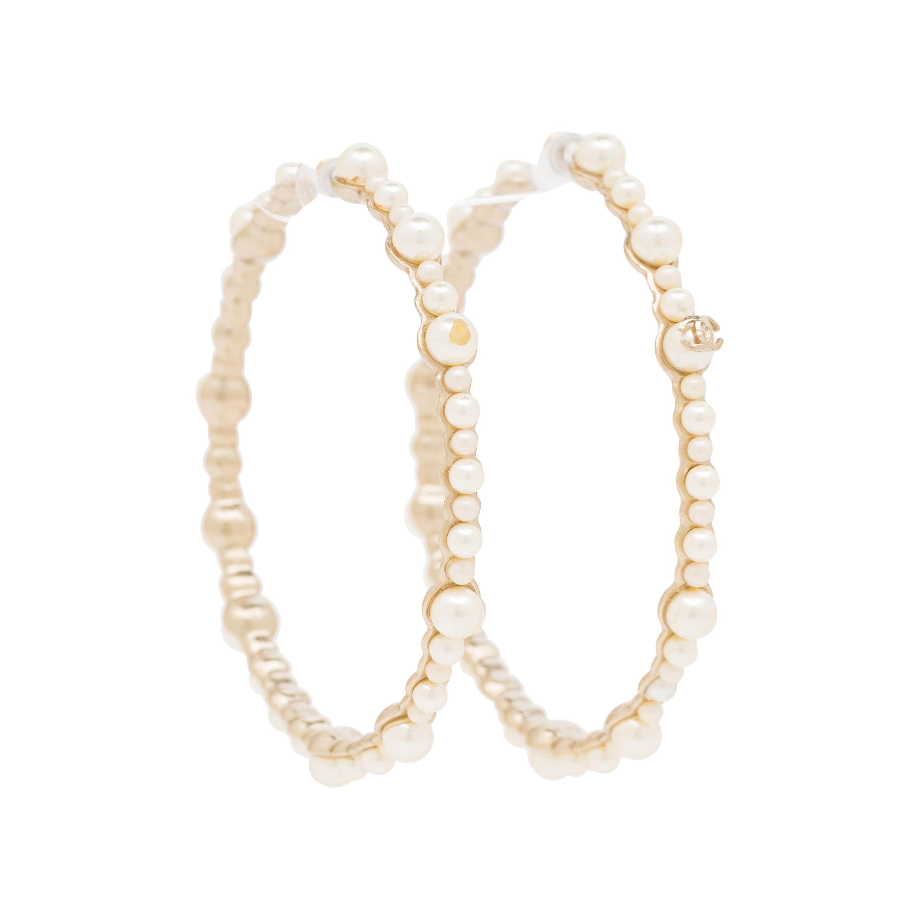Chanel, Pearl Hoop Earrings
