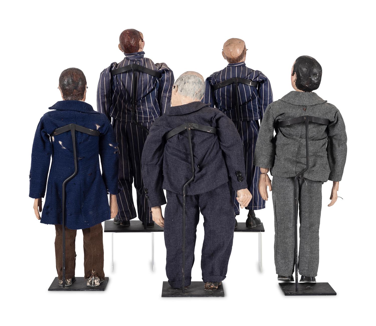 Five Painted Plaster Marionette Puppets