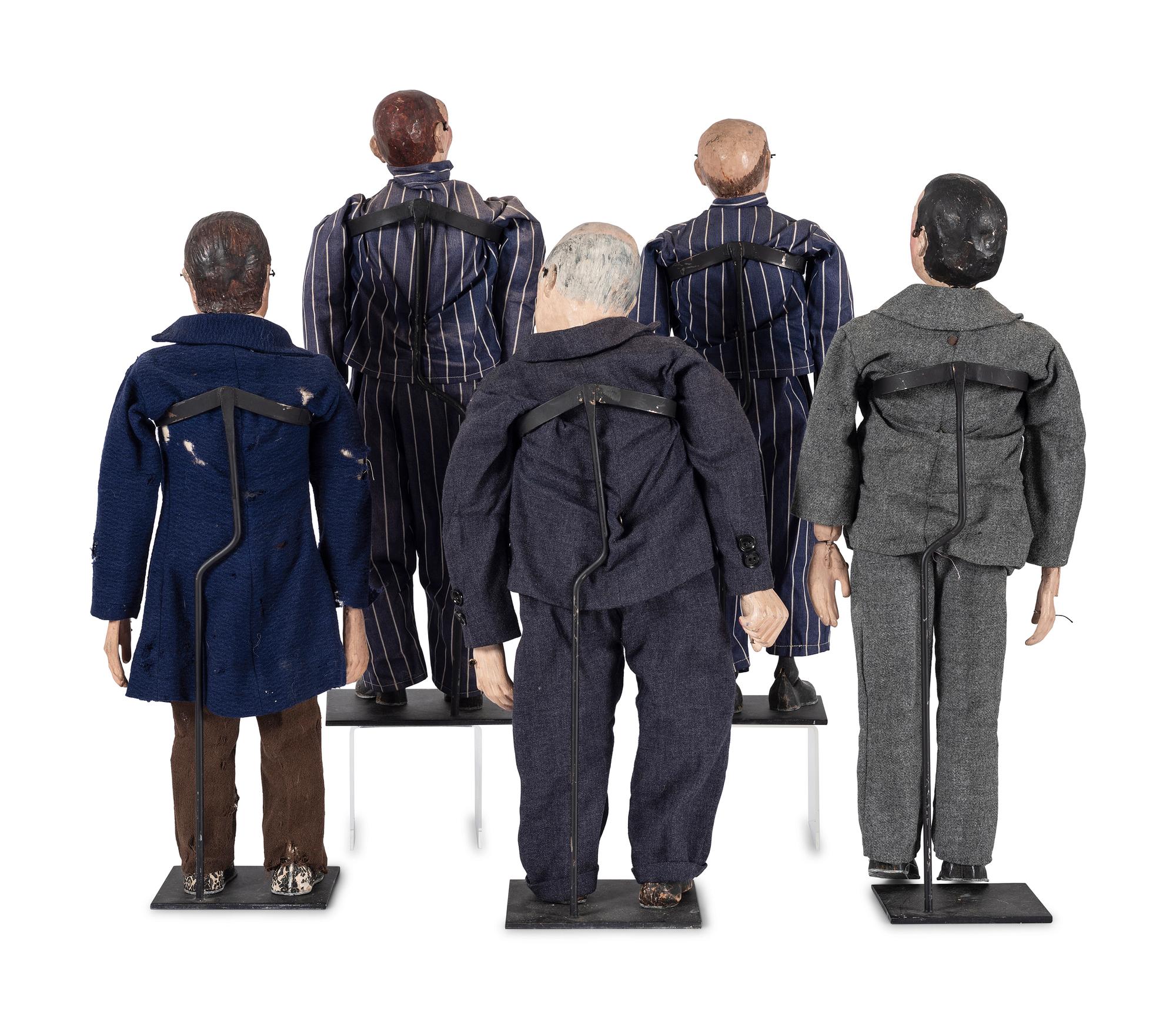 Five Painted Plaster Marionette Puppets