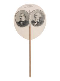 [1888 ELECTION]. Campaign bandanas, jugate fan, and other ephemera from the Grover Cleveland and Allen G. Thurman 1888 campaign, comprising: