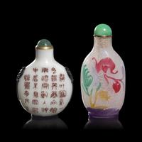 Two Chinese Glass Overlay Snuff Bottles