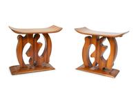A Pair of Ashanti Style Laminated Wood Stools — 20TH CENTURY