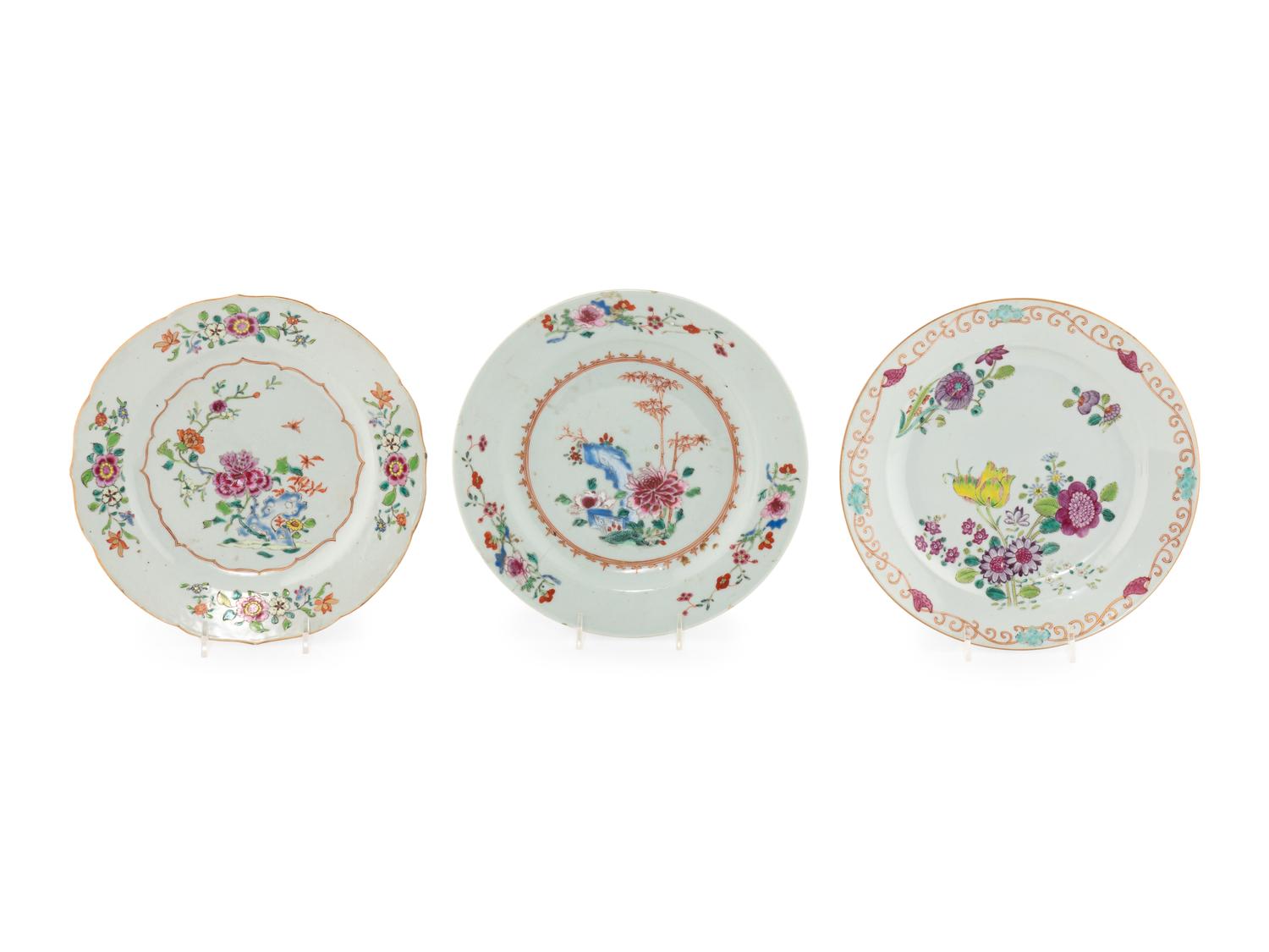 Three Chinese Export Porcelain Plates
