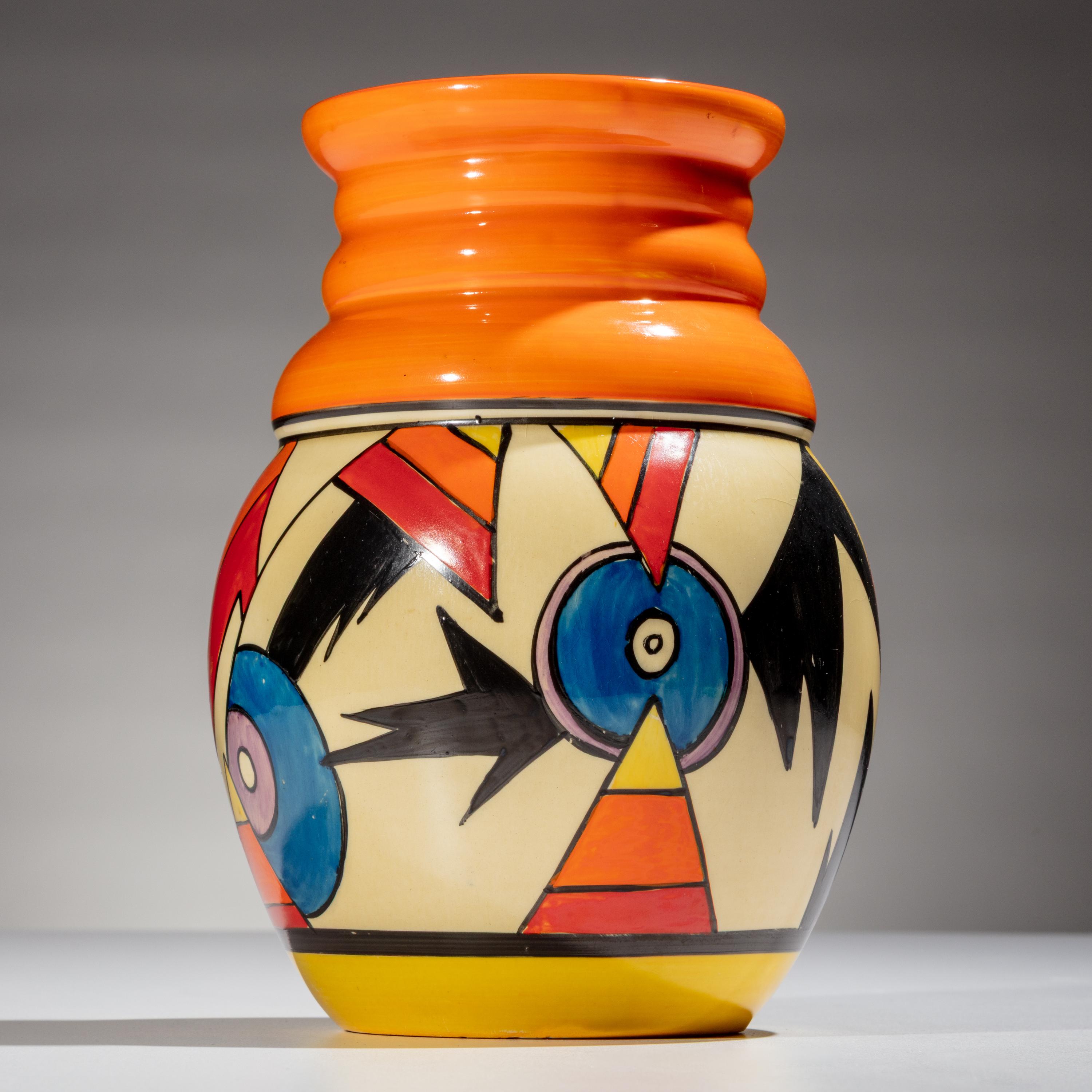 Clarice Cliff (English, 1899–1972) — Lightning pattern, 5 pieces