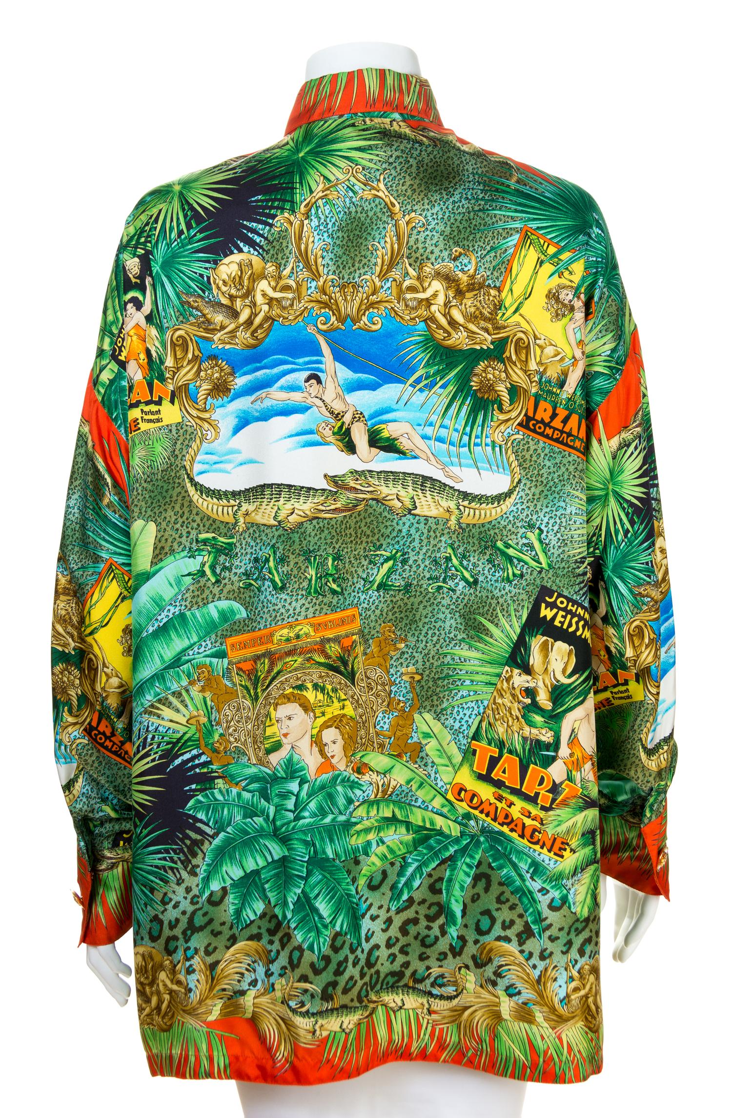 A Gianni Versace Silk Print Shirt, Size 44.