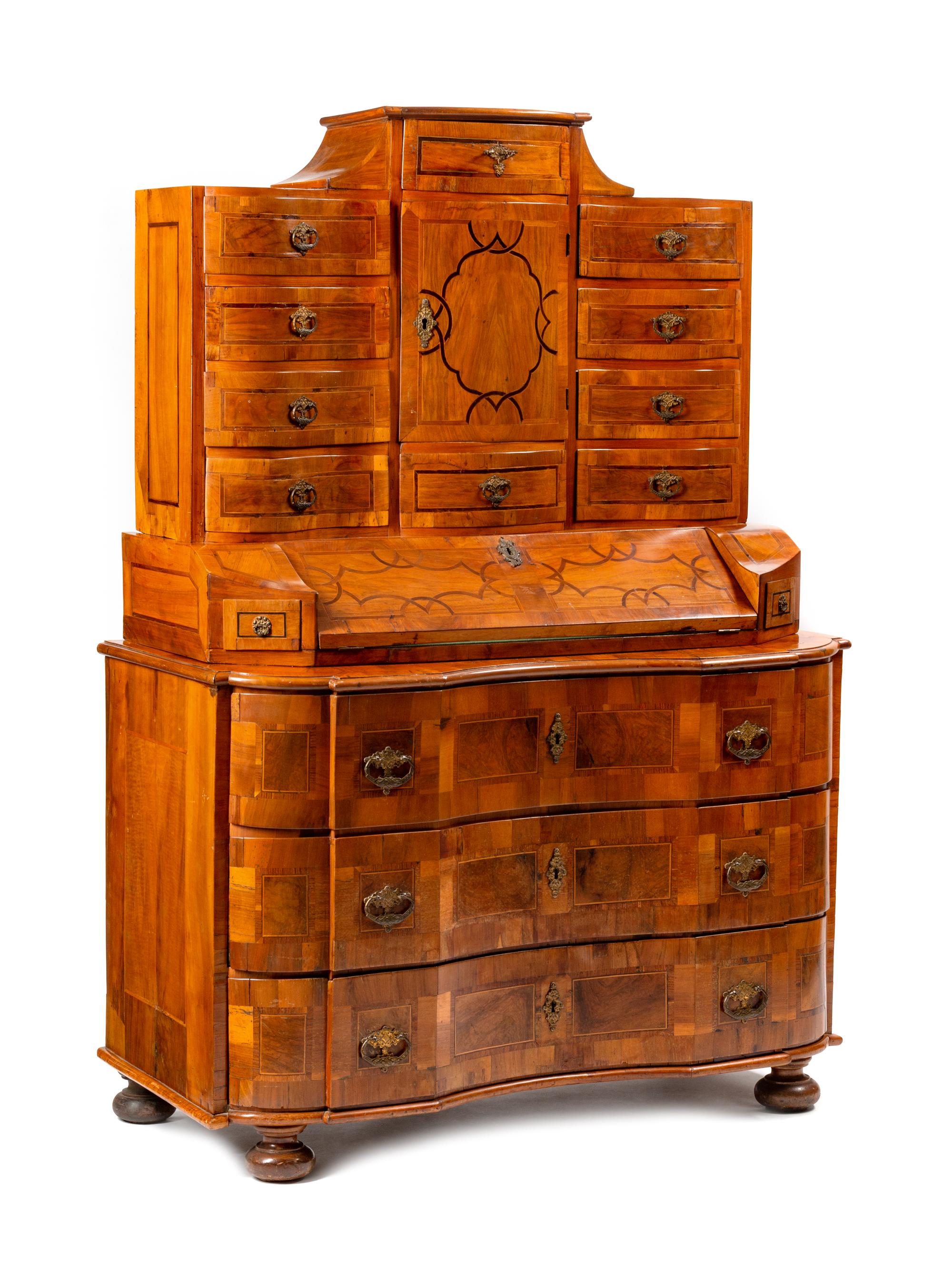 A Continental Burl Walnut Tabernacle Bureau