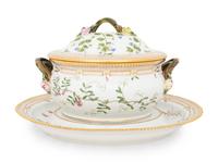 A Royal Copenhagen Flora Danica Porcelain Oval Tureen and Stand