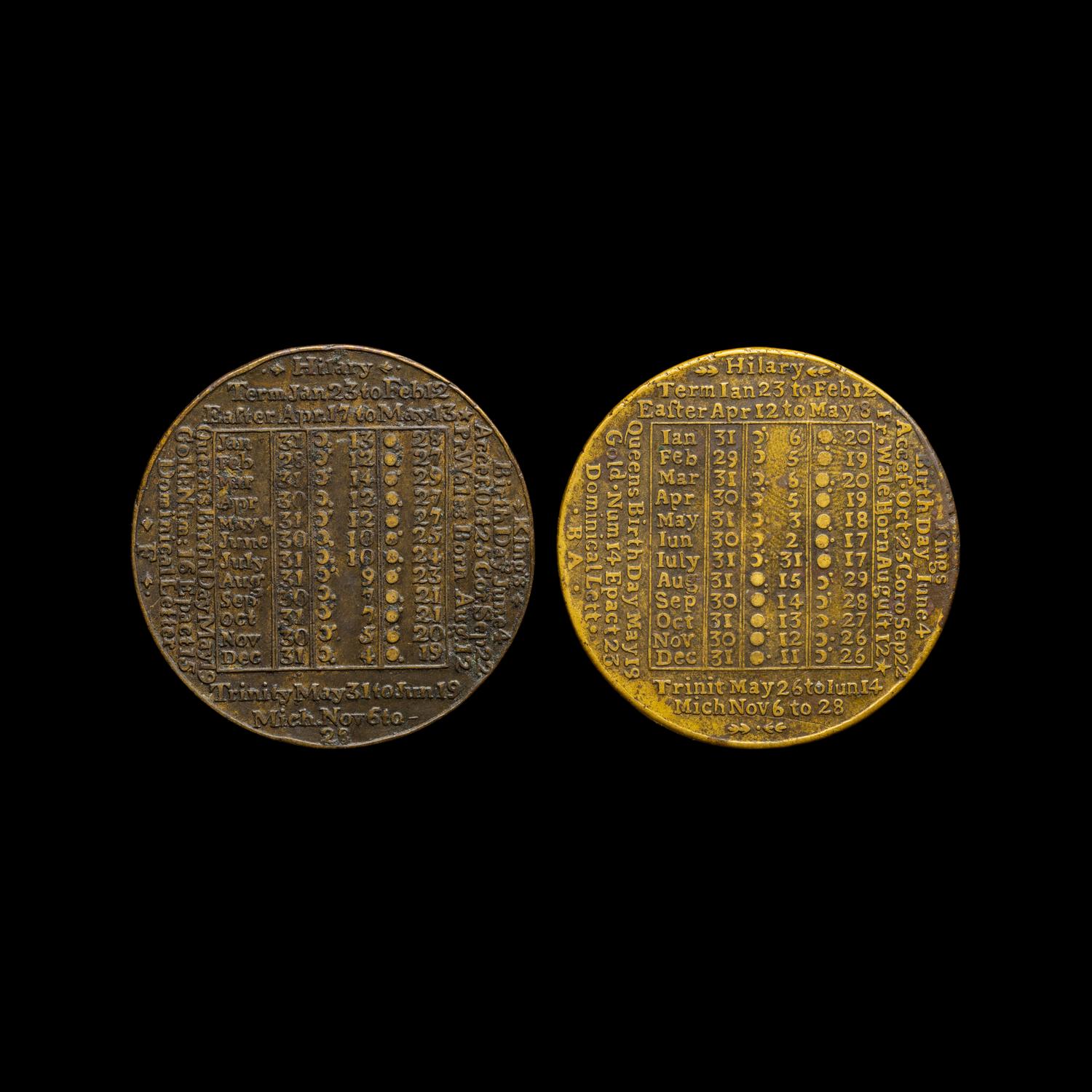 [EXOMUNIA] A 1780 and 1782 Calendar Medal