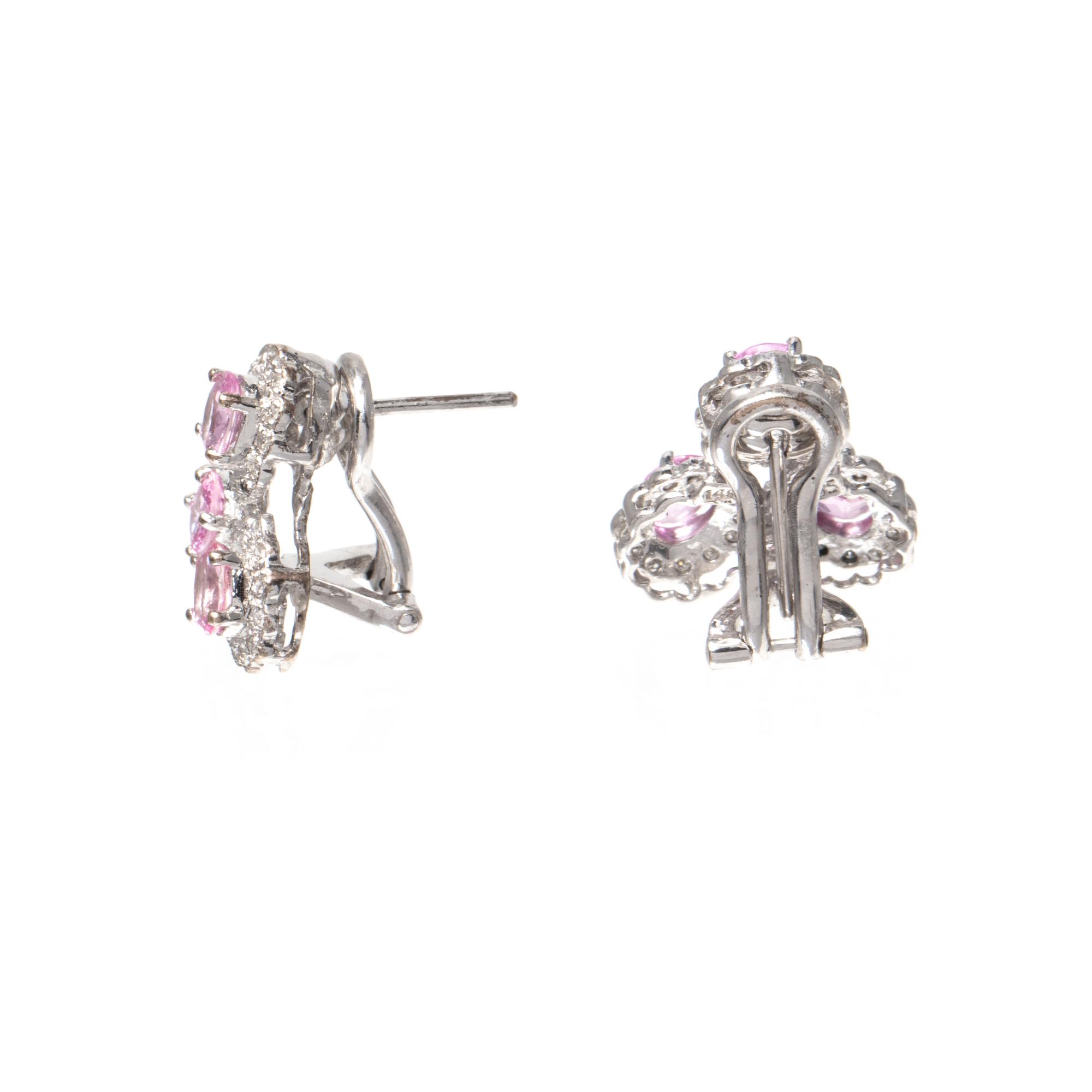 PINK SAPPHIRE AND DIAMOND EARCLIPS