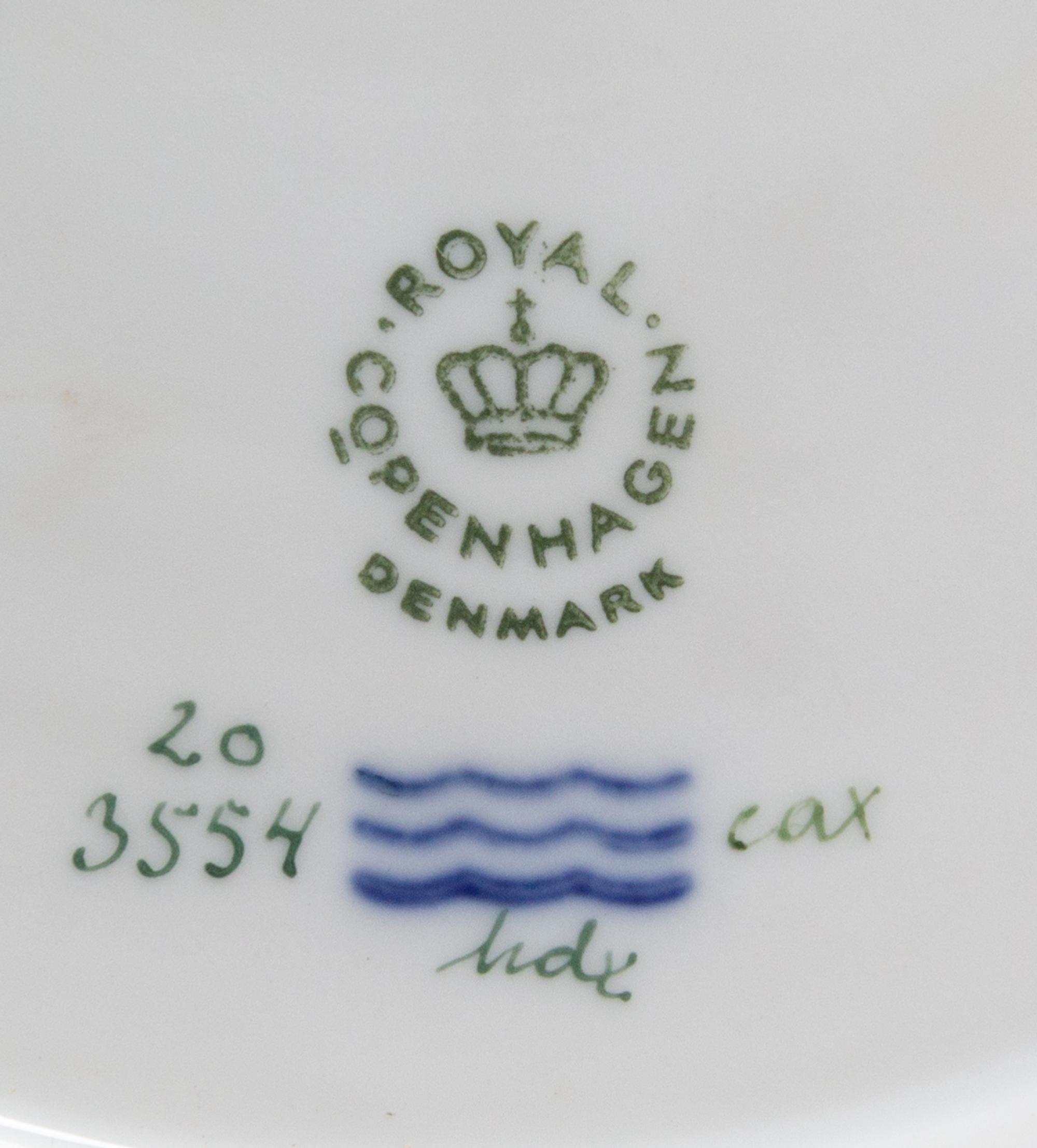 Two Royal Copenhagen Flora Danica Porcelain Salad Plates Larger example: diameter 8 7/8; smaller example: diameter 8 3/4 inches. — CIRCA 1962-1963