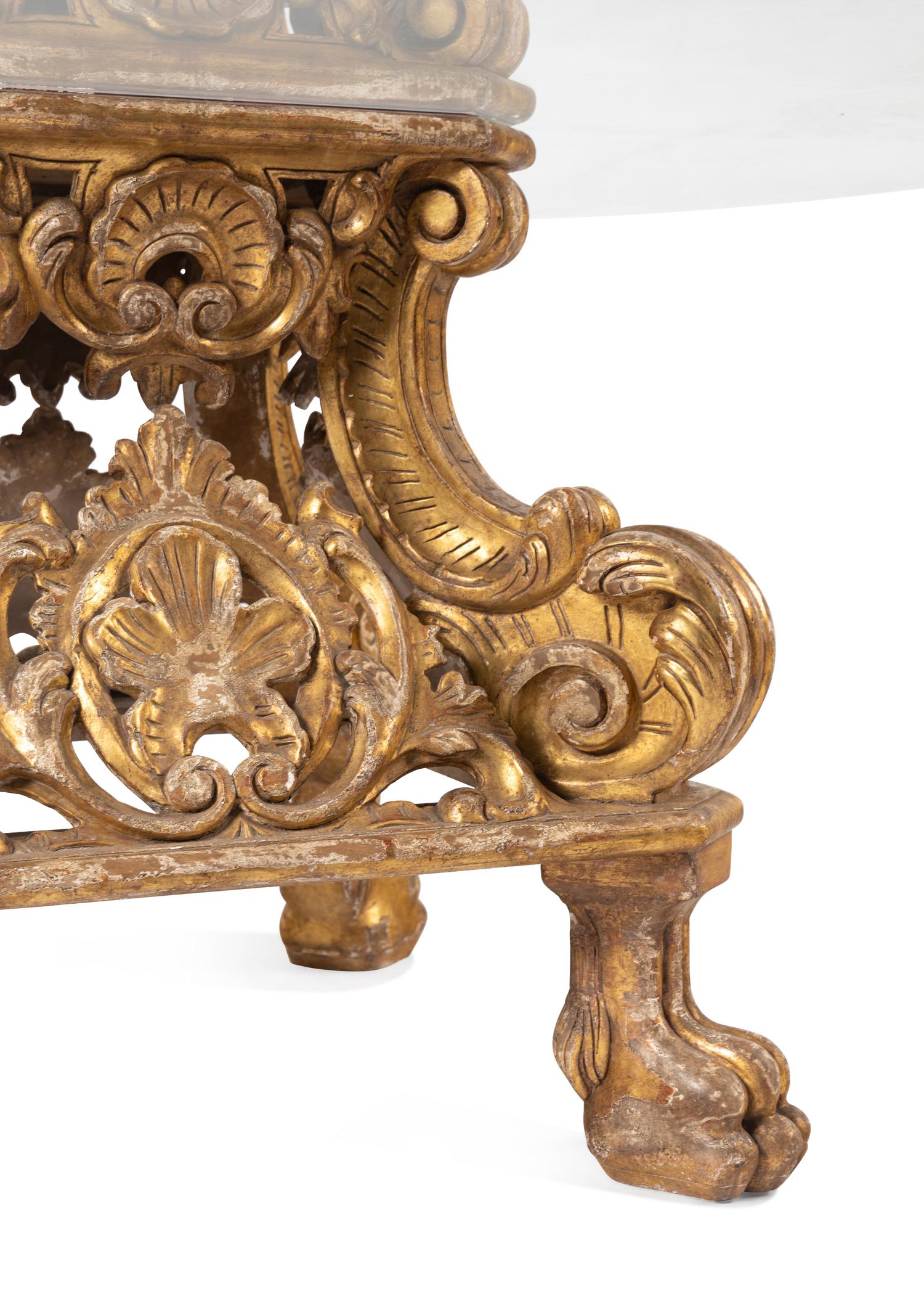 A Continental Giltwood Stand Converted to a Table