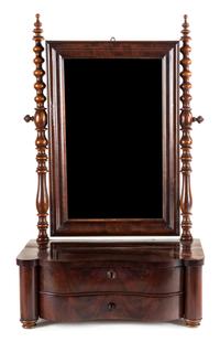 An American Empire Shaving Mirror Height 29 3/4 x width 17 3/4 x depth 10 3/4 inches. — 20TH CENTURY