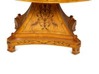A Charles X Style Marquetry Pedestal Center Table