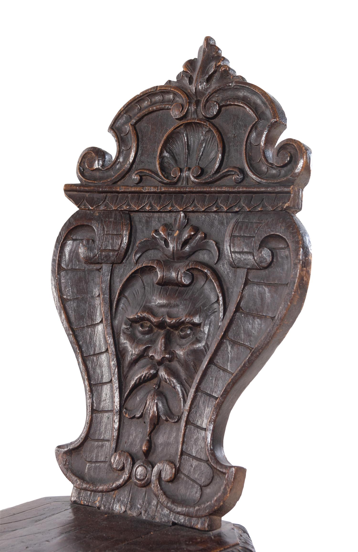 An Italian Baroque Walnut Hall Chair