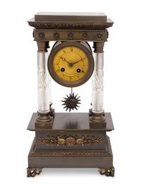 An Empire Style Bronze and Cut Glass Mantel Clock