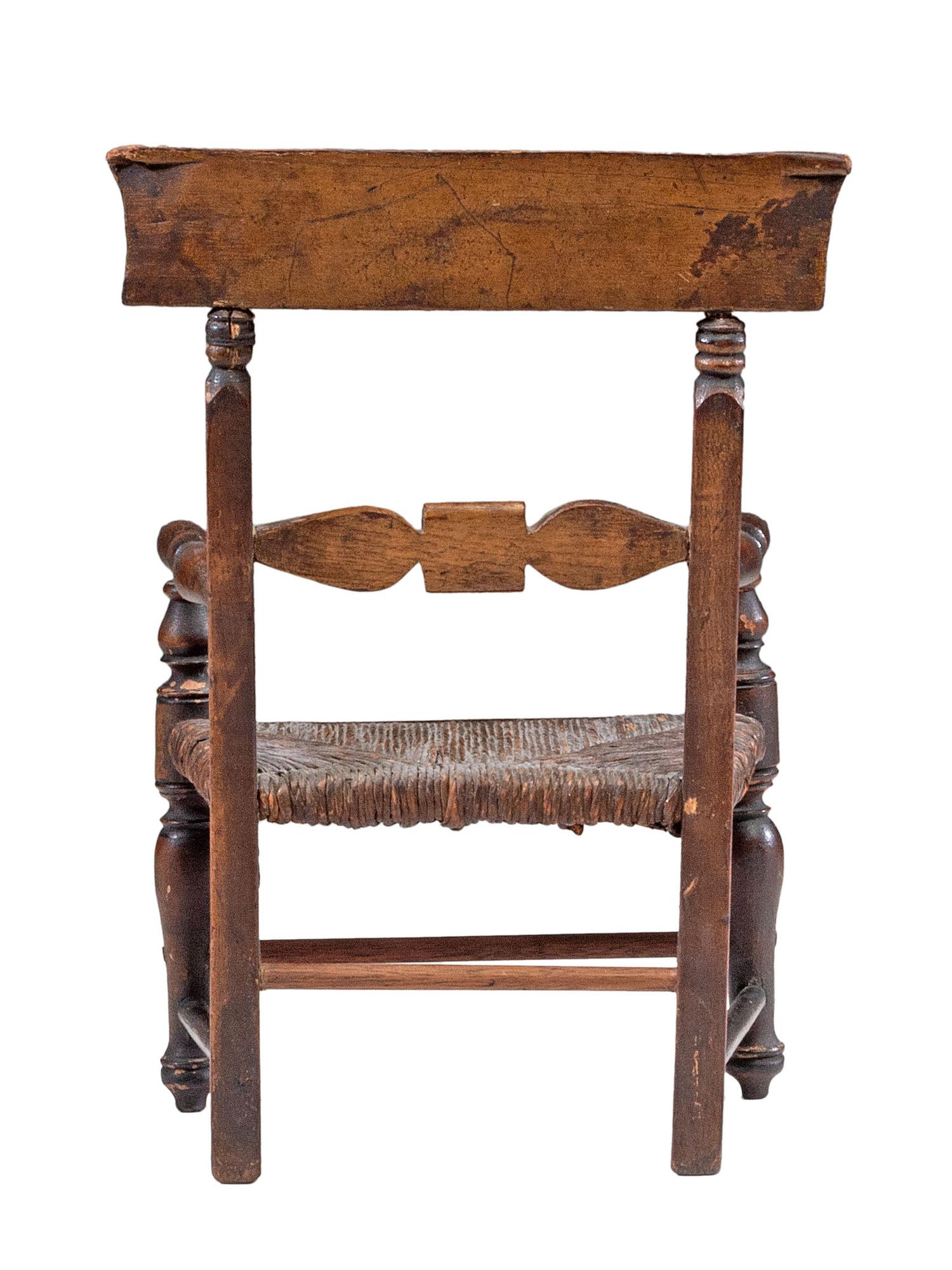 A Classical Miniature Paint-Decorated Rush Seat Fancy Chair