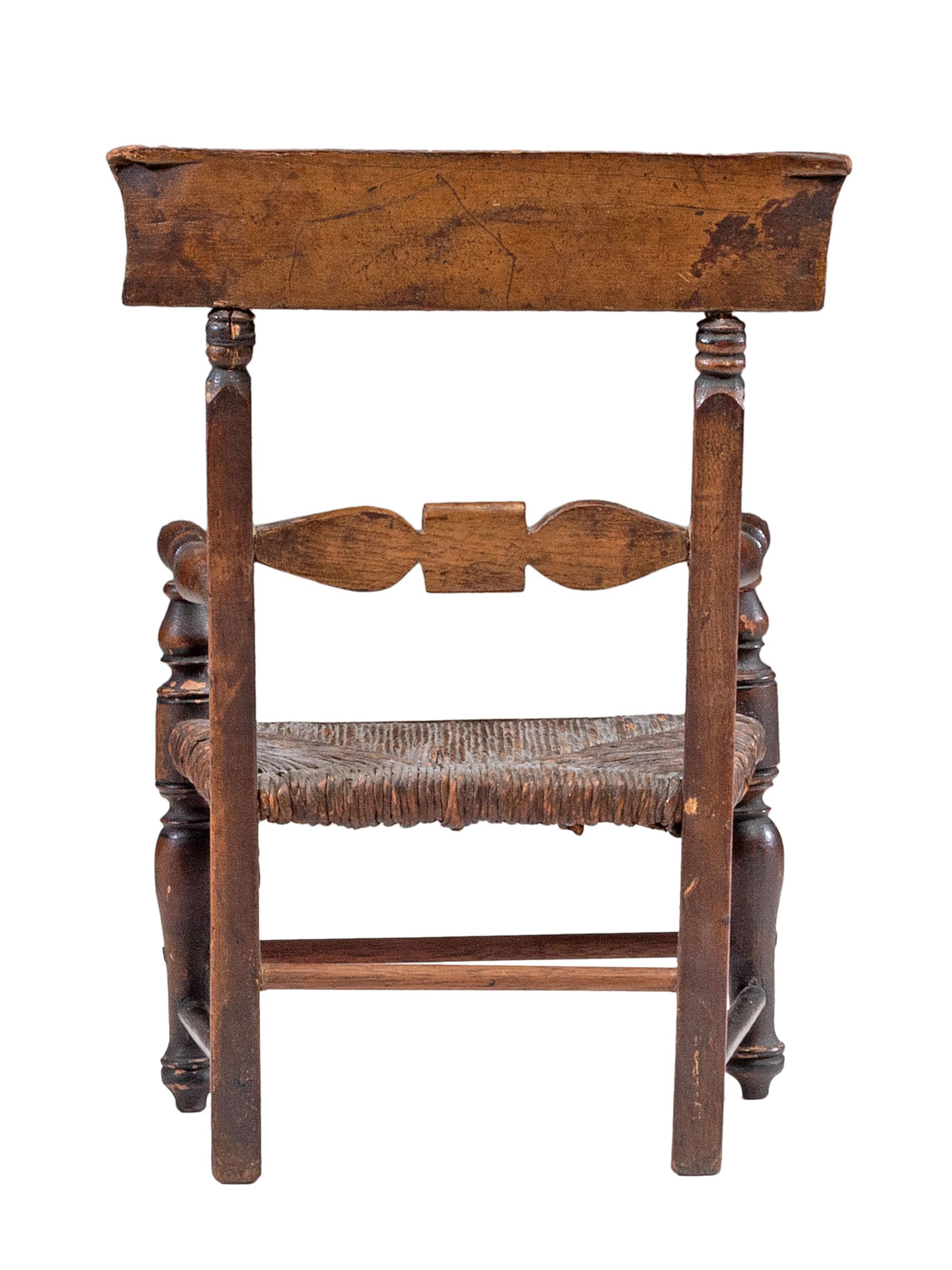 A Classical Miniature Paint-Decorated Rush Seat Fancy Chair