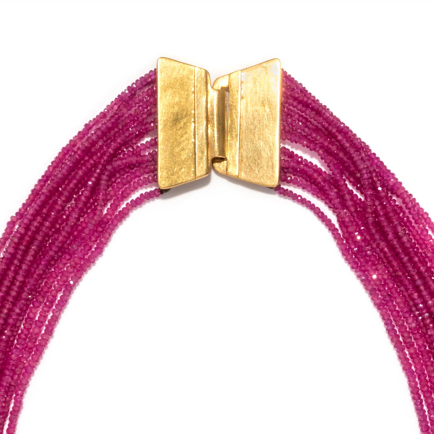 ANGELA PITALDI, MULTISTRAND PINK SAPPHIRE BEAD NECKLACE