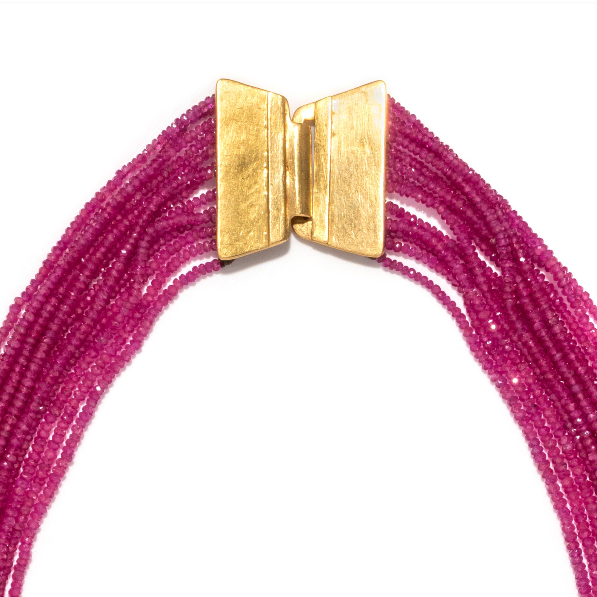 ANGELA PITALDI, MULTISTRAND PINK SAPPHIRE BEAD NECKLACE