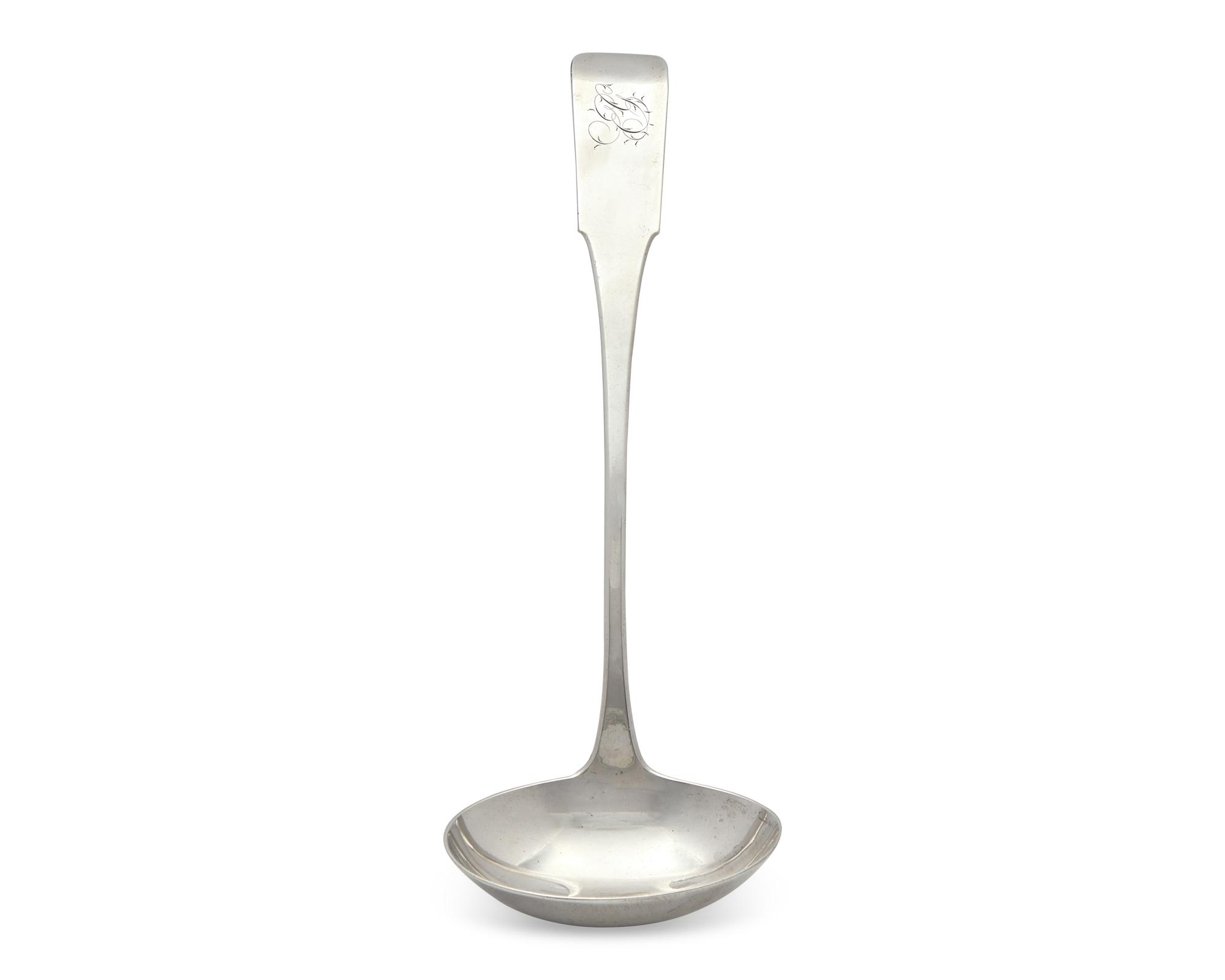 A Federal Silver Fiddle-Back Punch Ladle Associated with Eliza Gracie (1790-1825), By John and Peter Targee (active 1809-1814), New York, NY, Circa 1810