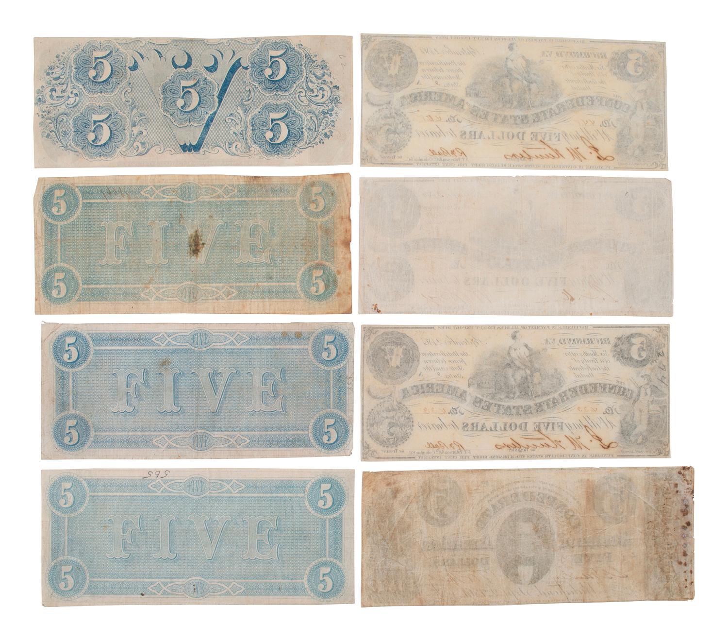 [CONFEDERATE - CURRENCY]. A large group of Confederate notes.