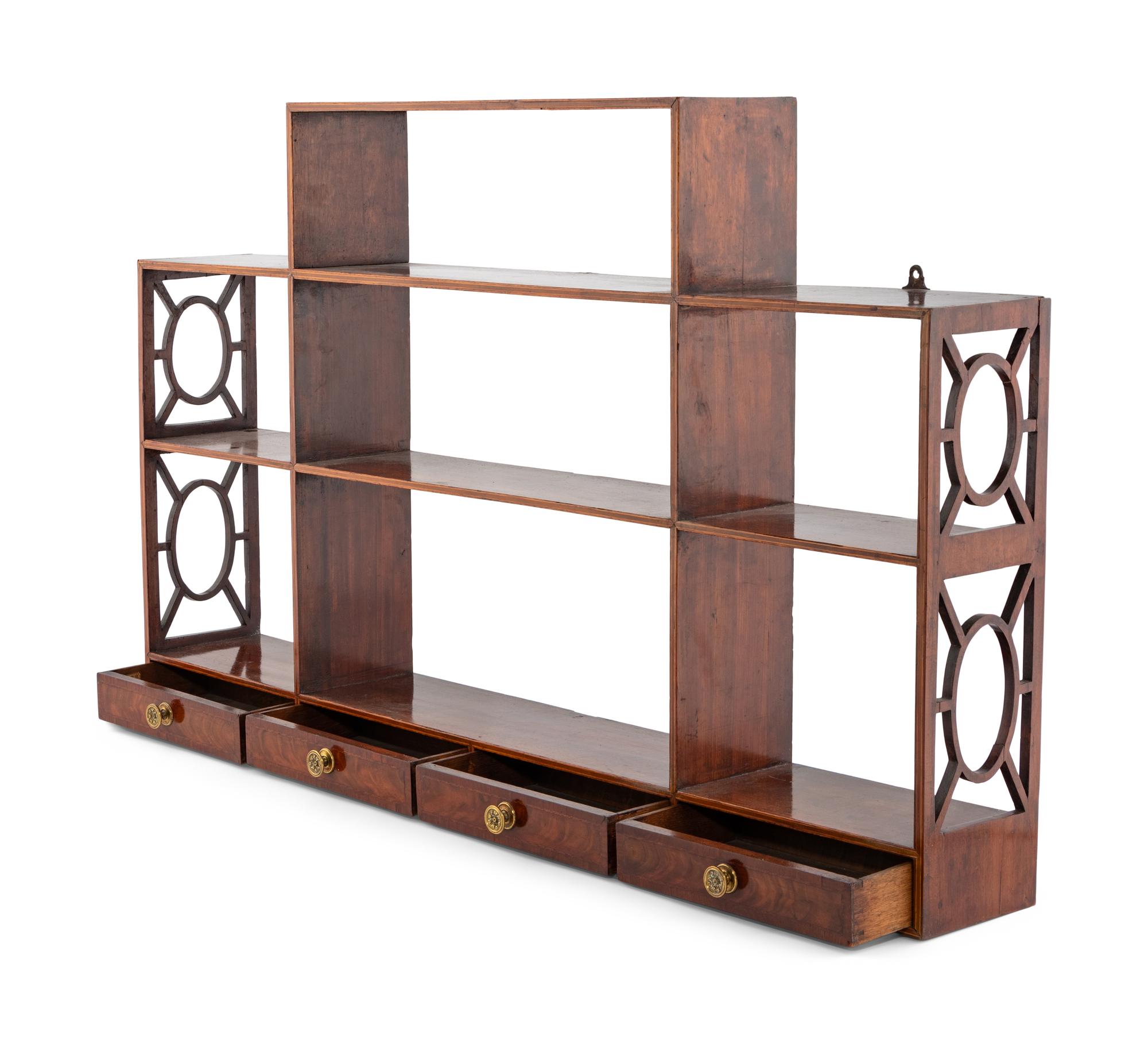 A George III Mahogany and Satinwood Hanging Etagere