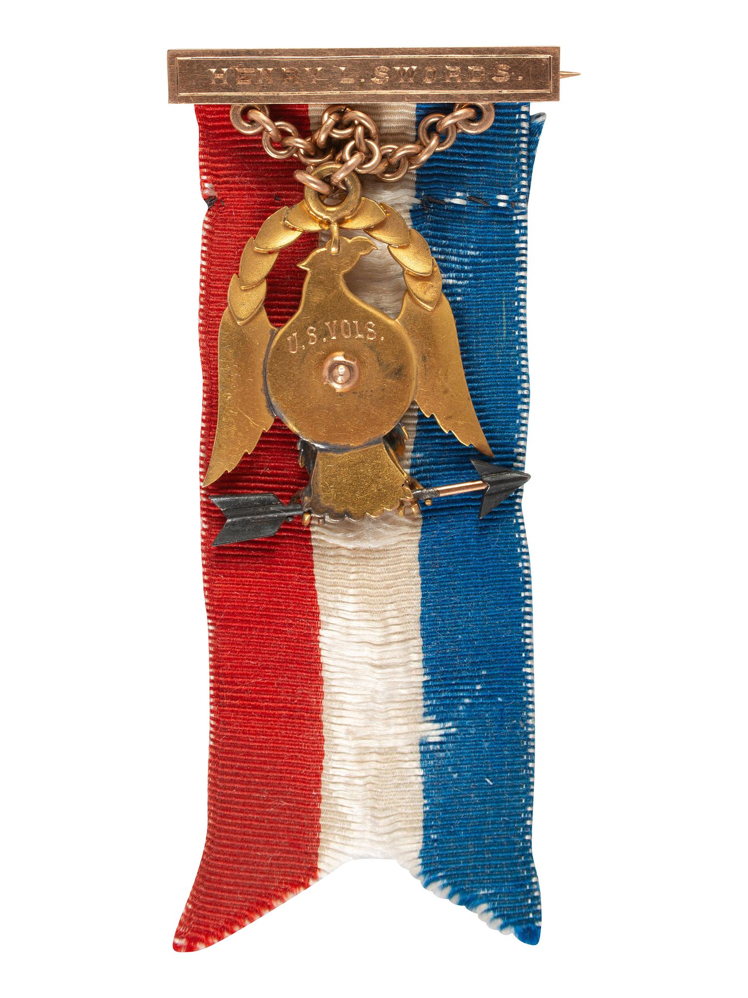 [CIVIL WAR]. Pair of veteran's medals incl. Society of the Army of the Tennessee medal identified to Captain Henry L. Swords, 36th, 59th & 57th Massachusetts Infantry Regiments, WIA at North Anna River.