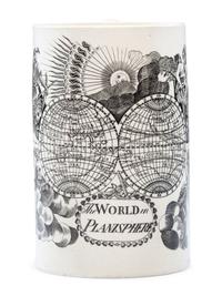 A Liverpool Transfer-Printed Creamware 'World in Planisphere' Mug