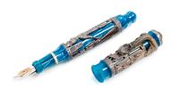 A Montegrappa Luxor: Blue Nile Limited Edition Fountain Pen and Pen Stand Set