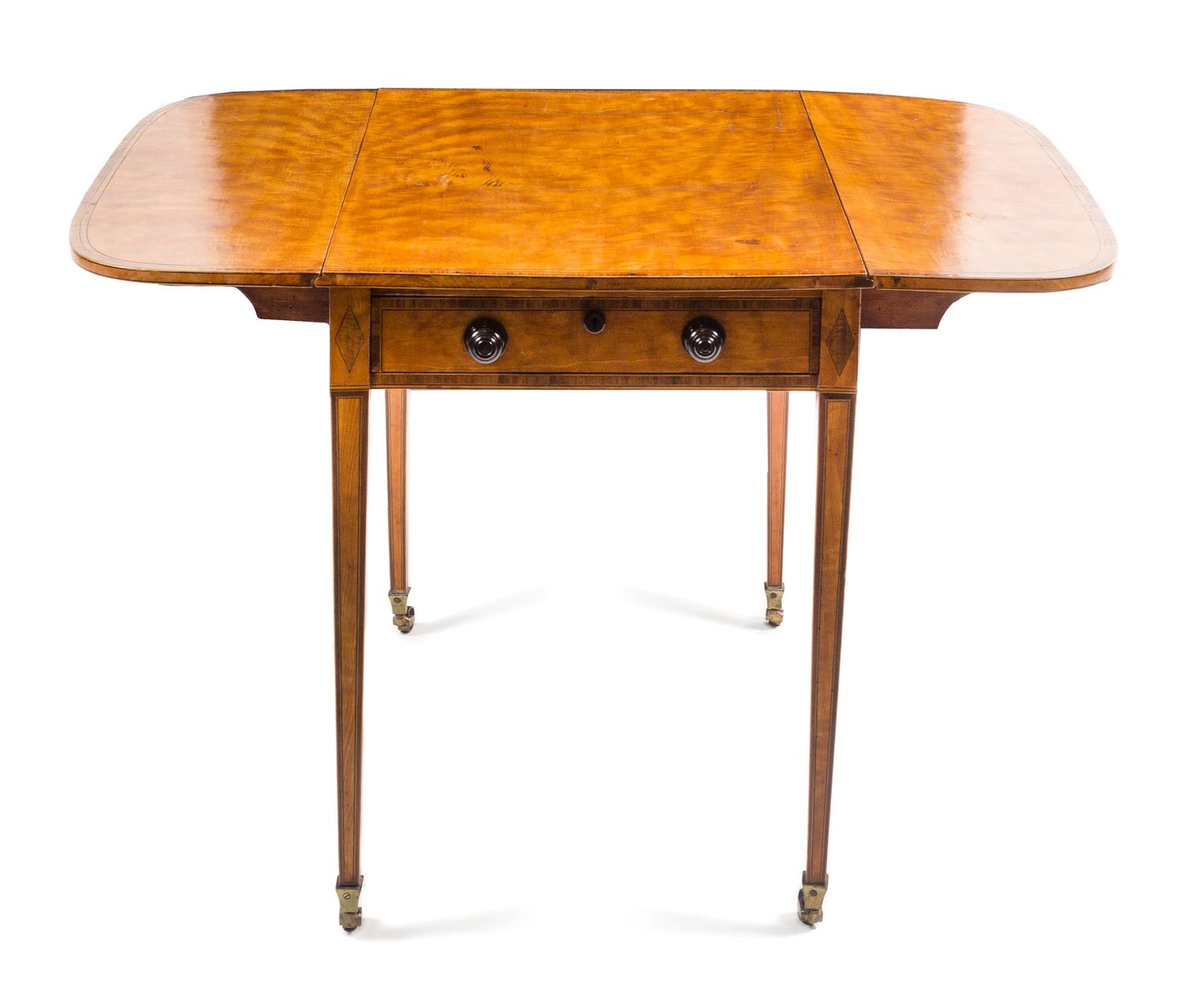 A George III Satinwood Pembroke Table Height 27 1/2 x width 45 1/2 x depth 36 inches. — LATE 18TH CENTURY