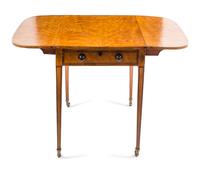 A George III Satinwood Pembroke Table Height 27 1/2 x width 45 1/2 x depth 36 inches. — LATE 18TH CENTURY
