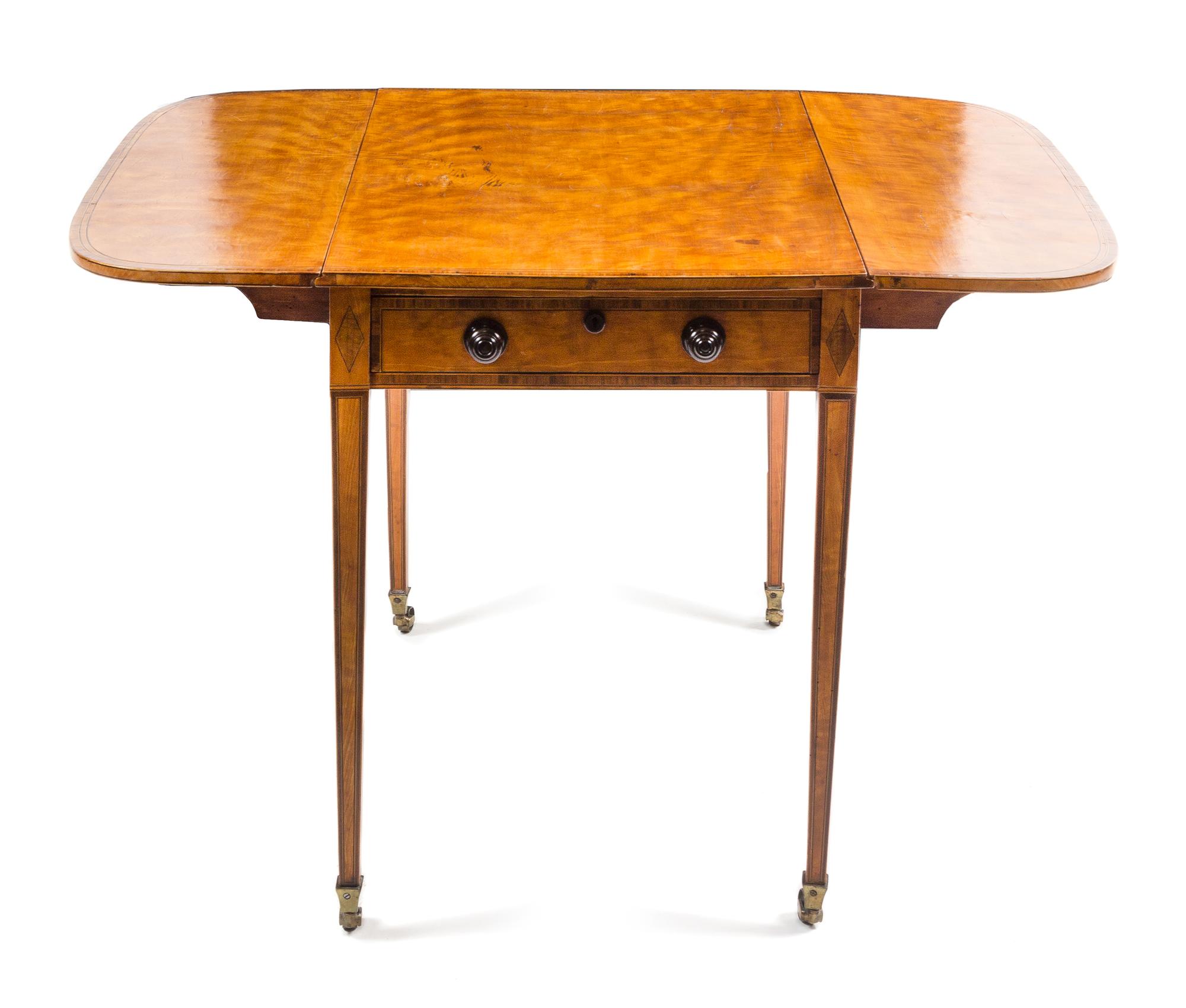 A George III Satinwood Pembroke Table Height 27 1/2 x width 45 1/2 x depth 36 inches. — LATE 18TH CENTURY