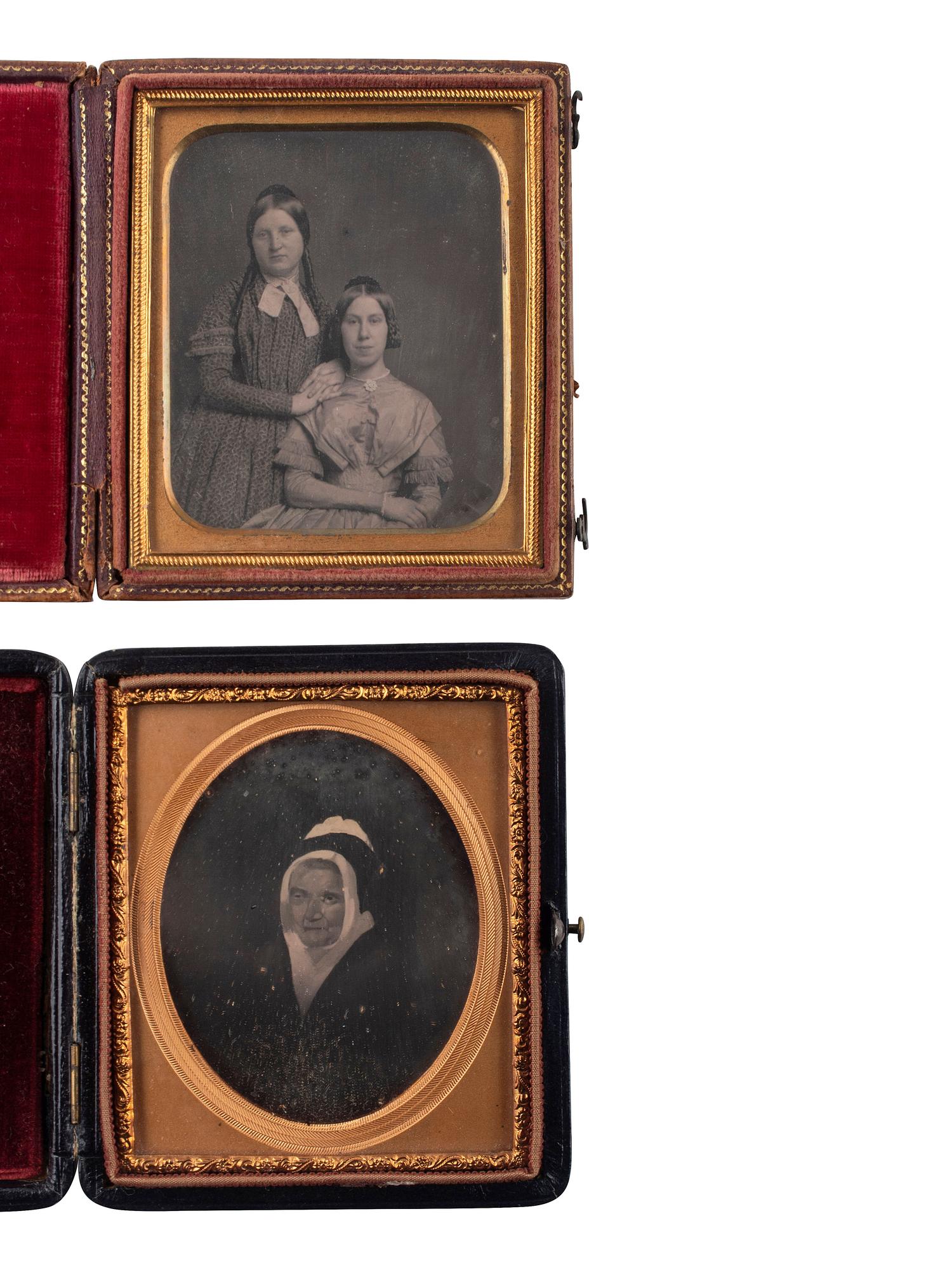 [EARLY PHOTOGRAPHY]. 23 cased images, incl. daguerreotype, ambrotype, and tintype portraits