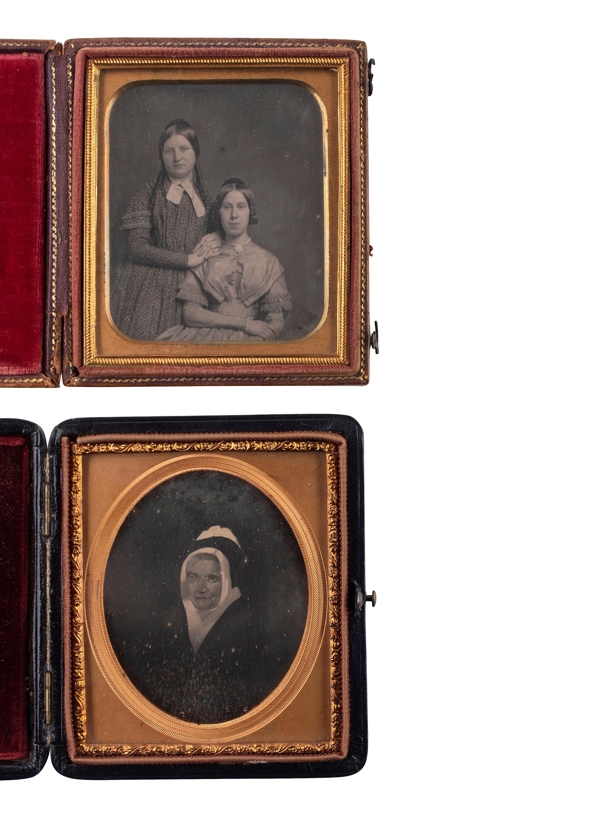 [EARLY PHOTOGRAPHY]. 23 cased images, incl. daguerreotype, ambrotype, and tintype portraits