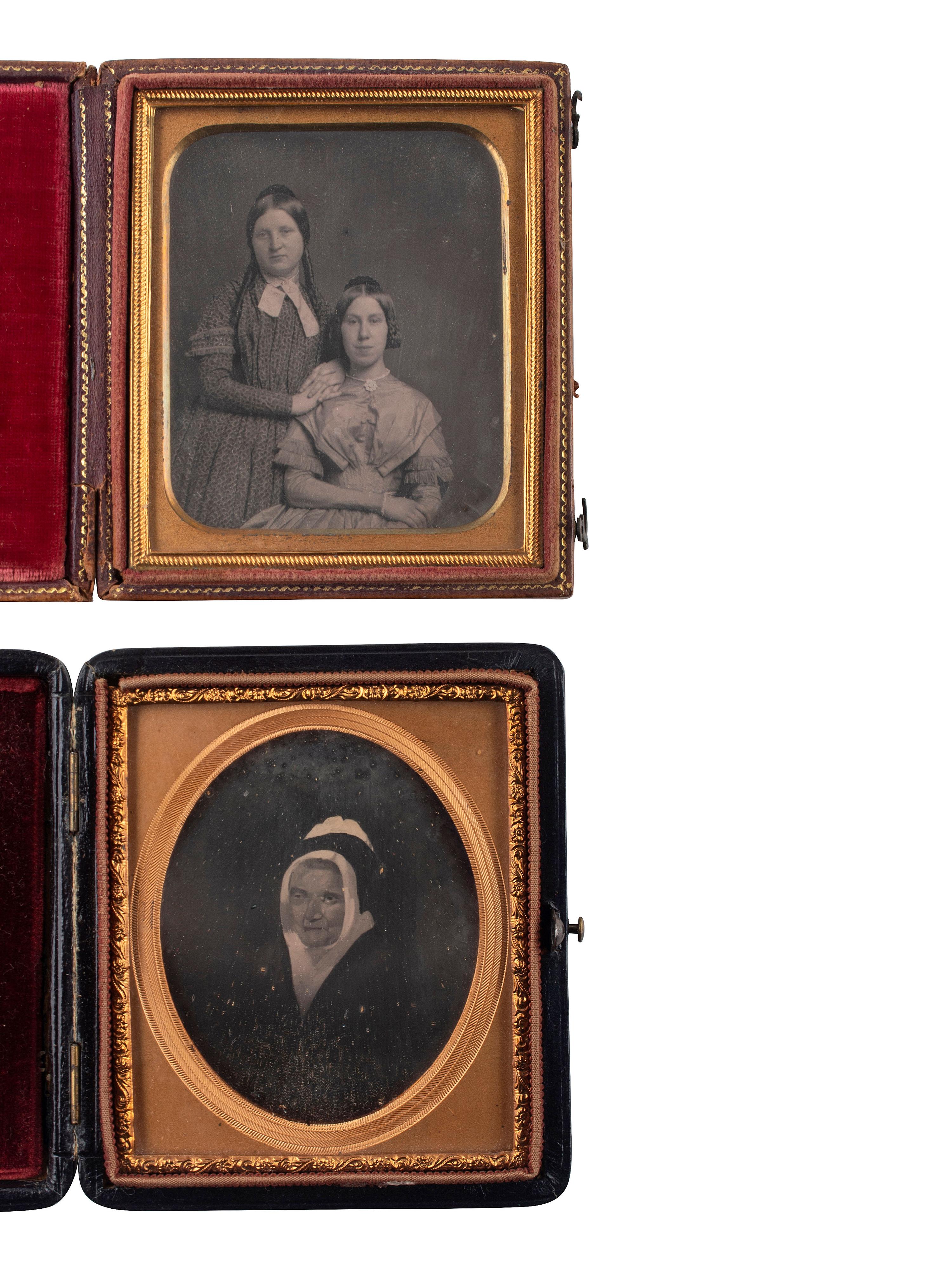 [EARLY PHOTOGRAPHY]. 23 cased images, incl. daguerreotype, ambrotype, and tintype portraits