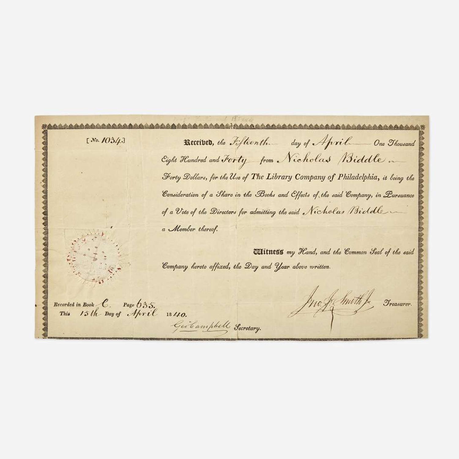 [Philadelphia] [Library Company of Philadelphia] Group of 3 Partially-Printed Documents