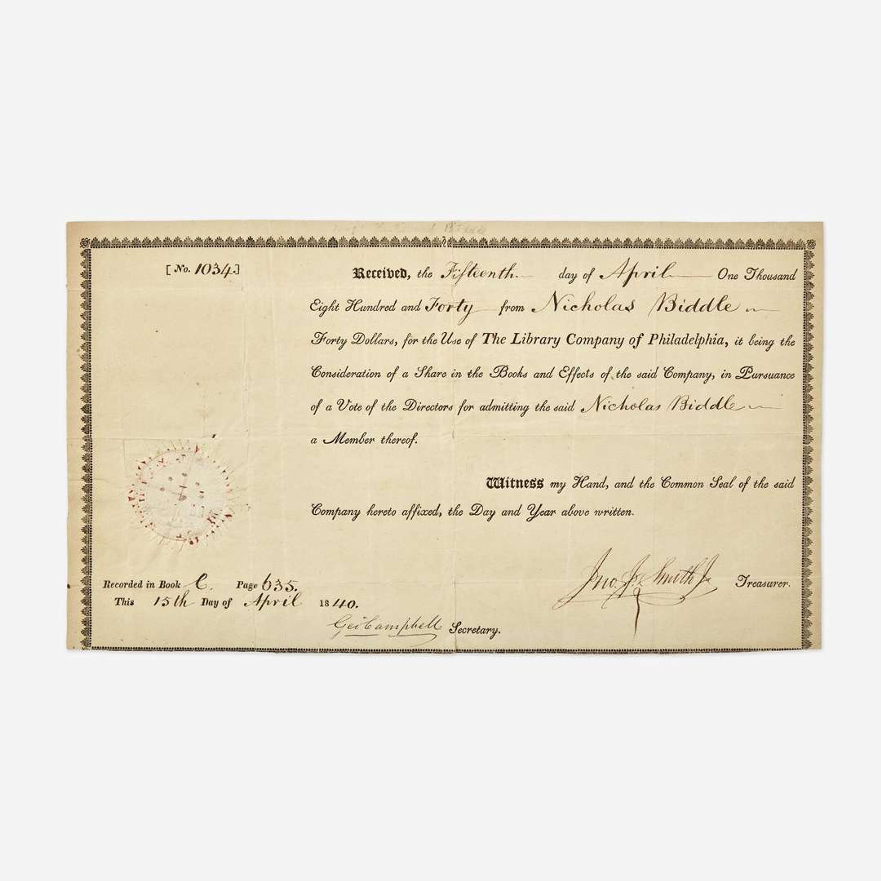 [Philadelphia] [Library Company of Philadelphia] Group of 3 Partially-Printed Documents