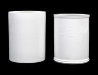 Two White Glazed Porcelain Brushpots, Bitong
