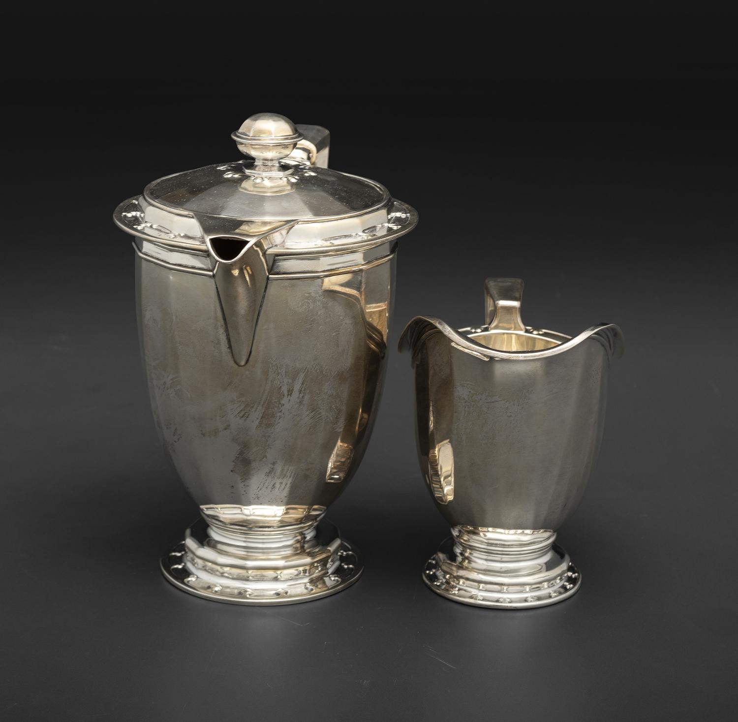 An American Silver Seven Piece Tea and Coffee Service with Matching Tray