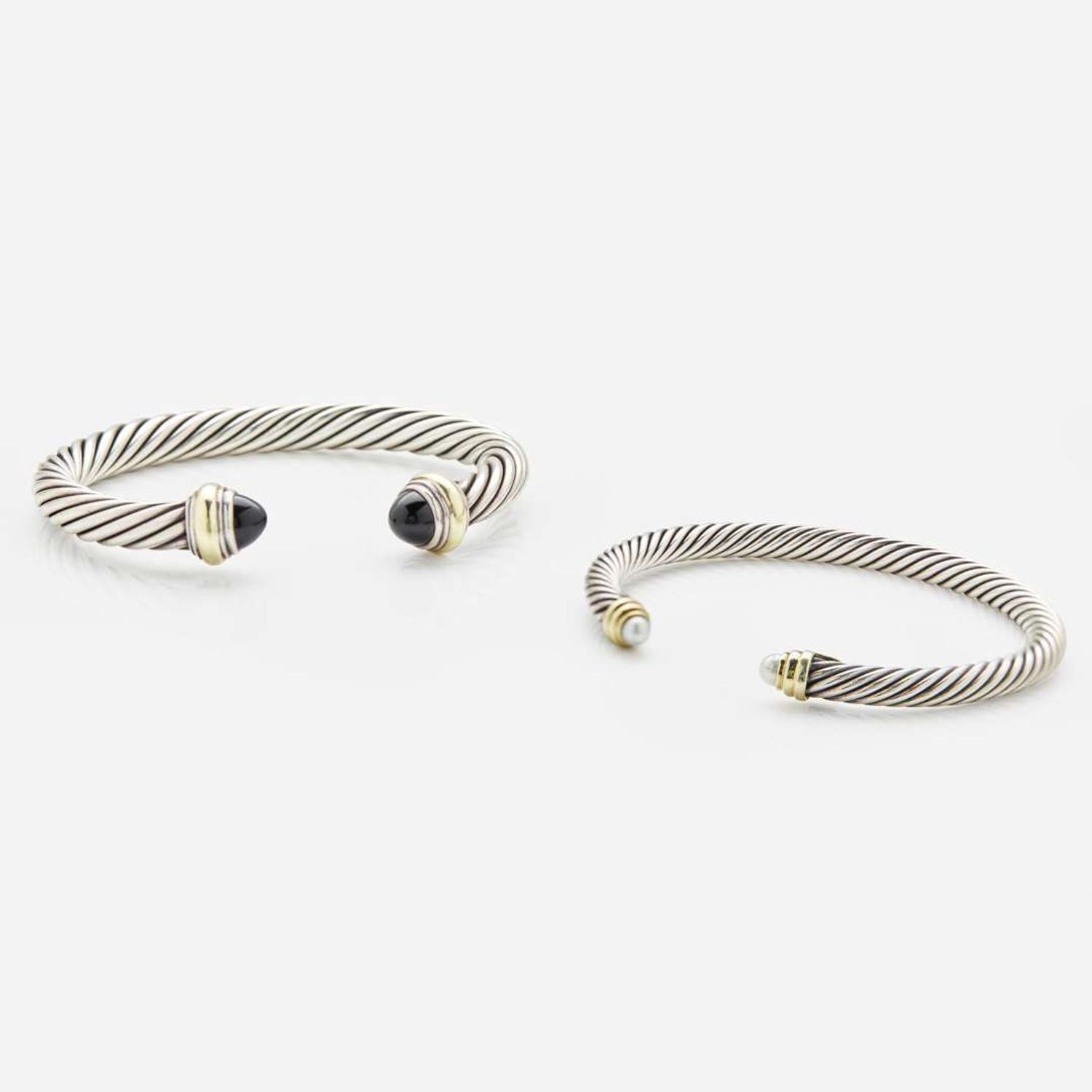A Collection of Two David Yurman Sterling Silver Bracelets David Yurman