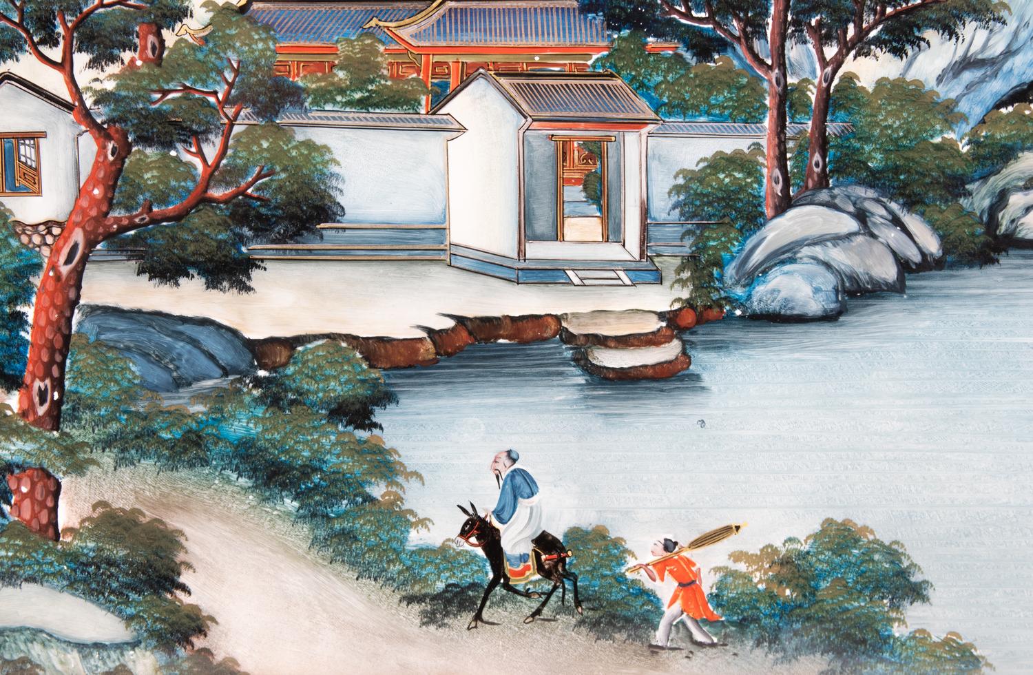 A Chinese Export Reverse Painted Glass Picture