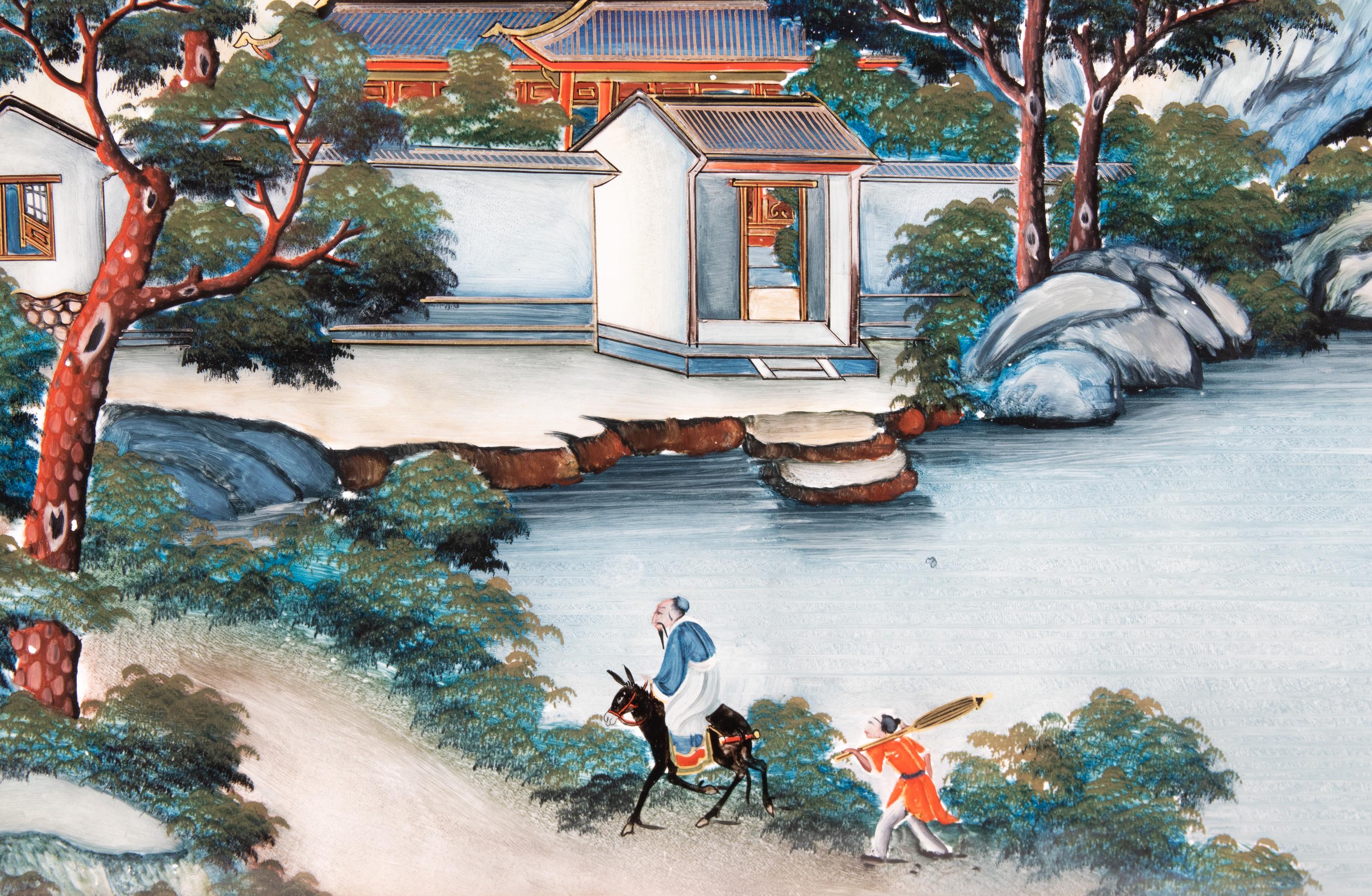 A Chinese Export Reverse Painted Glass Picture
