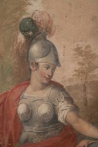 A Continental Painted Canvas Scenic Panel