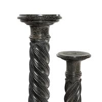 Two Continental Black Marble Pedestals