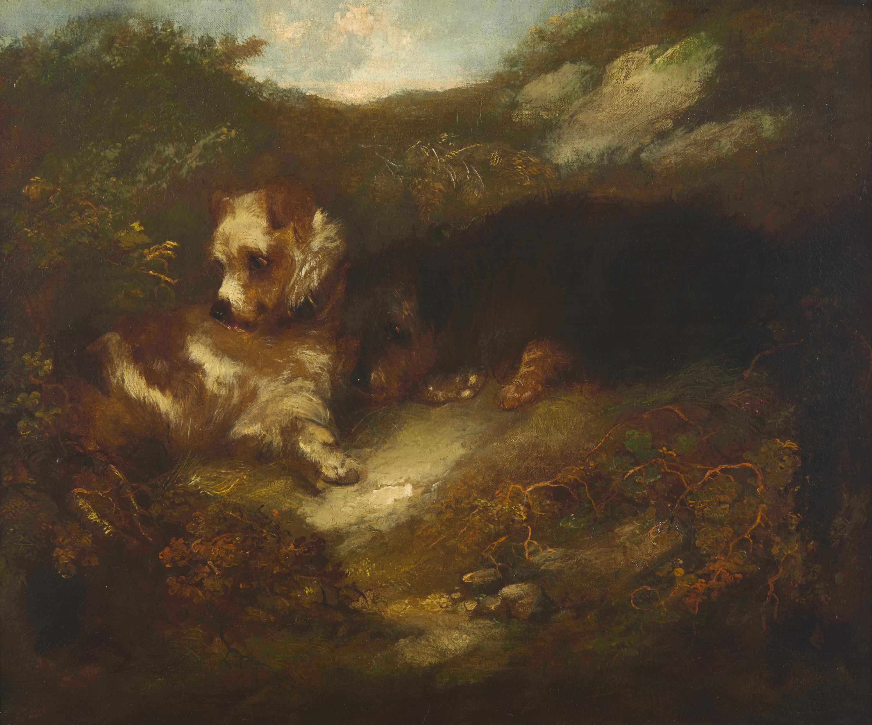 Attributed to George Armfield (British, born c. 1808–1893) — Two Dogs, Gone to Earth